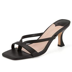 Black Square Open Toe Heels